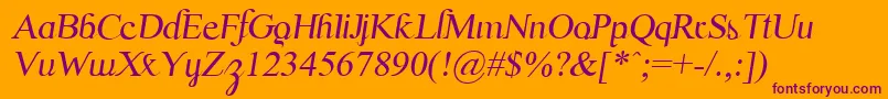 ScrypticaliItalic-Schriftart – Violette Schriften auf orangefarbenem Hintergrund