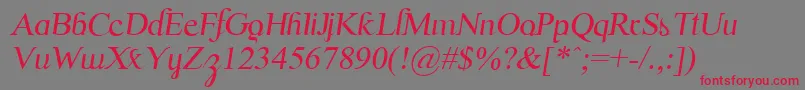 ScrypticaliItalic-fontti – punaiset fontit harmaalla taustalla