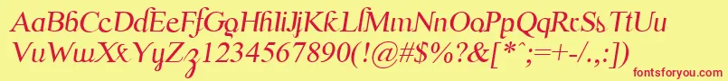 ScrypticaliItalic-fontti – punaiset fontit keltaisella taustalla
