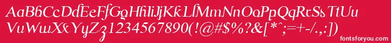 ScrypticaliItalic-fontti – valkoiset fontit punaisella taustalla