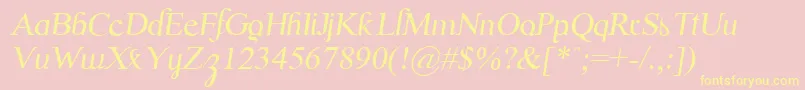 Fonte ScrypticaliItalic – fontes amarelas em um fundo rosa
