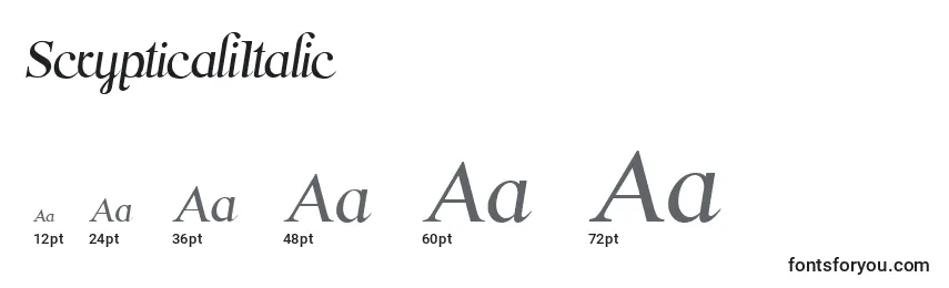 Размеры шрифта ScrypticaliItalic
