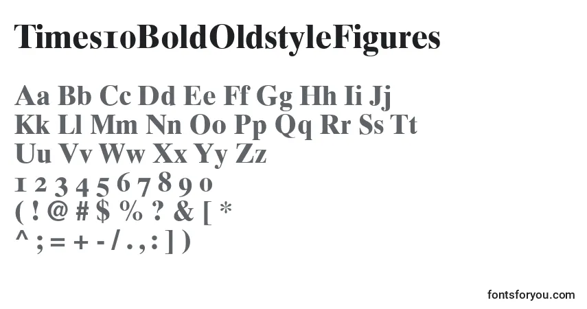 A fonte Times10BoldOldstyleFigures – alfabeto, números, caracteres especiais