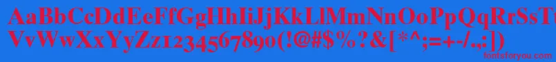 Times10BoldOldstyleFigures Font – Red Fonts on Blue Background