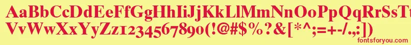 Times10BoldOldstyleFigures Font – Red Fonts on Yellow Background