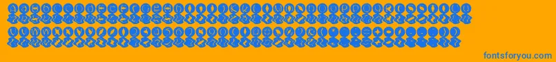 MashyBongGossip-Schriftart – Blaue Schriften auf orangefarbenem Hintergrund
