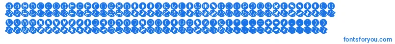 MashyBongGossip-Schriftart – Blaue Schriften auf weißem Hintergrund