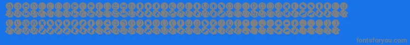 MashyBongGossip-fontti – harmaat kirjasimet sinisellä taustalla