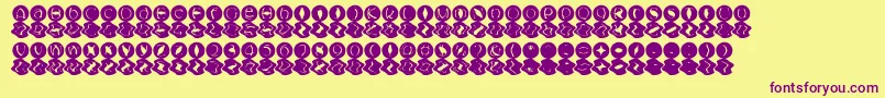 フォントMashyBongGossip – 紫色のフォント、黄色の背景