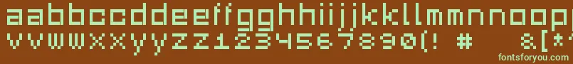 Squaredance03-fontti – vihreät fontit ruskealla taustalla