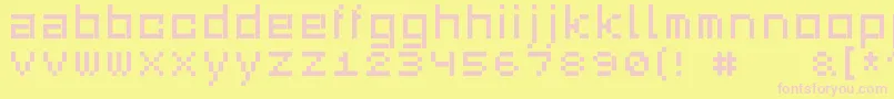 フォントSquaredance03 – ピンクのフォント、黄色の背景