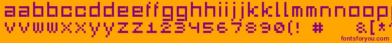 Squaredance03-fontti – violetit fontit oranssilla taustalla