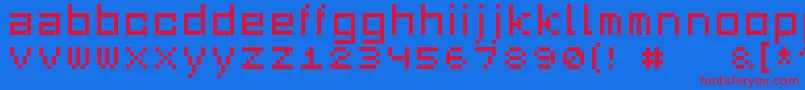 Squaredance03 Font – Red Fonts on Blue Background