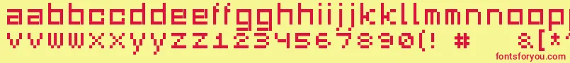 Czcionka Squaredance03 – czerwone czcionki na żółtym tle