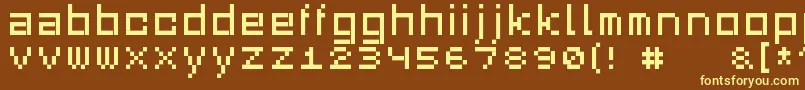 Squaredance03-fontti – keltaiset fontit ruskealla taustalla