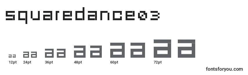 Размеры шрифта Squaredance03