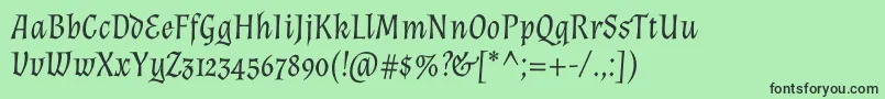 Czcionka AlmendraItalic – czarne czcionki na zielonym tle