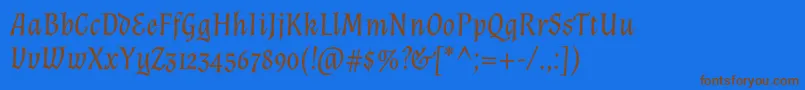 Fonte AlmendraItalic – fontes marrons em um fundo azul