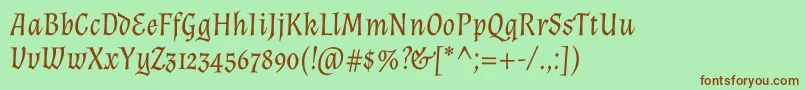 Fonte AlmendraItalic – fontes marrons em um fundo verde