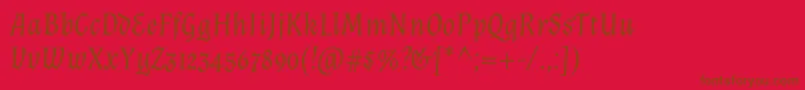 Fonte AlmendraItalic – fontes marrons em um fundo vermelho