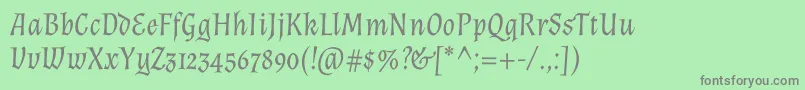 AlmendraItalic-Schriftart – Graue Schriften auf grünem Hintergrund
