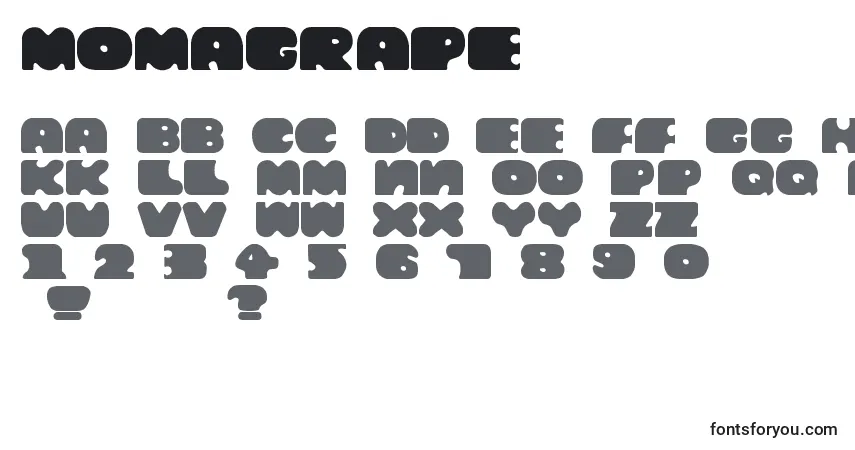 Schriftart Momagrape – Alphabet, Zahlen, spezielle Symbole