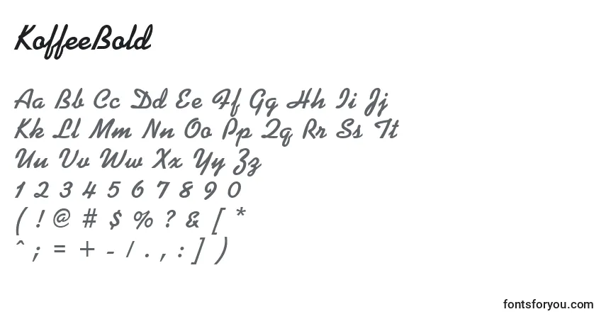 Schriftart KoffeeBold – Alphabet, Zahlen, spezielle Symbole