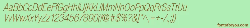 BasicSansLightSfItalic Font – Brown Fonts on Green Background