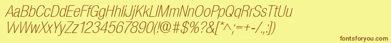 BasicSansLightSfItalic Font – Brown Fonts on Yellow Background
