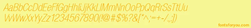 BasicSansLightSfItalic Font – Orange Fonts on Yellow Background