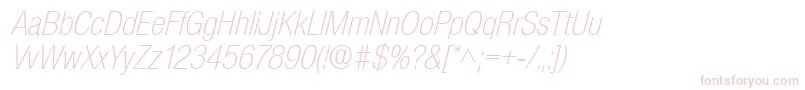 BasicSansLightSfItalic Font – Pink Fonts on White Background