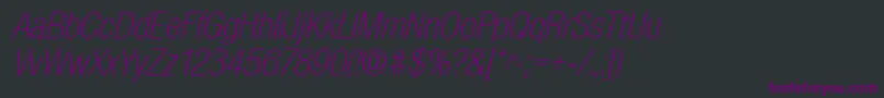 BasicSansLightSfItalic Font – Purple Fonts on Black Background