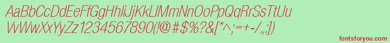 BasicSansLightSfItalic Font – Red Fonts on Green Background
