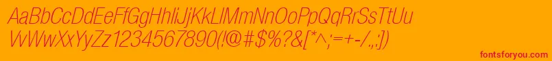 BasicSansLightSfItalic Font – Red Fonts on Orange Background