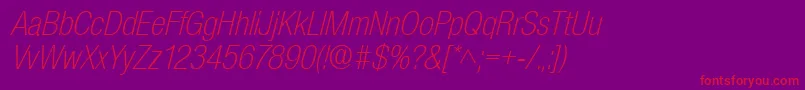 BasicSansLightSfItalic Font – Red Fonts on Purple Background