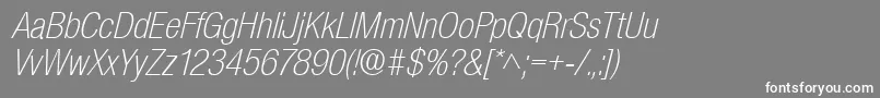 BasicSansLightSfItalic Font – White Fonts on Gray Background