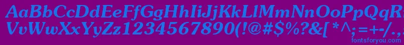 AgpresquireBoldOblique-Schriftart – Blaue Schriften auf violettem Hintergrund