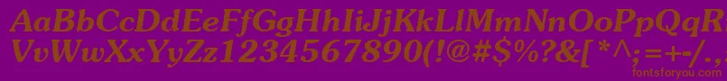 AgpresquireBoldOblique-fontti – ruskeat fontit violetilla taustalla
