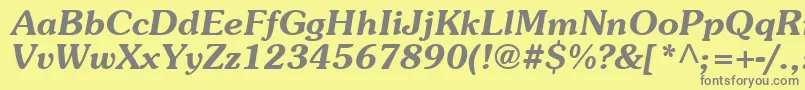 AgpresquireBoldOblique-Schriftart – Graue Schriften auf gelbem Hintergrund