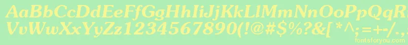 AgpresquireBoldOblique-fontti – keltaiset fontit vihreällä taustalla