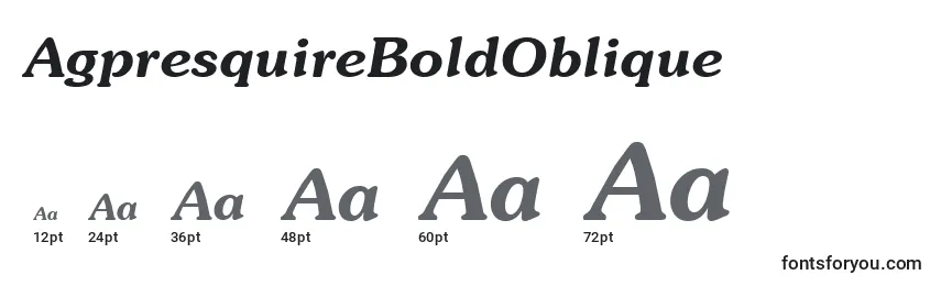 Размеры шрифта AgpresquireBoldOblique