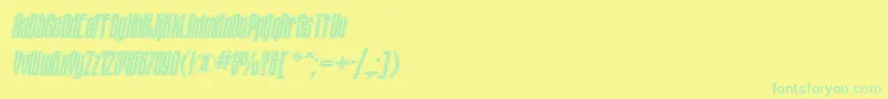 TauerninlinecItalic-Schriftart – Grüne Schriften auf gelbem Hintergrund