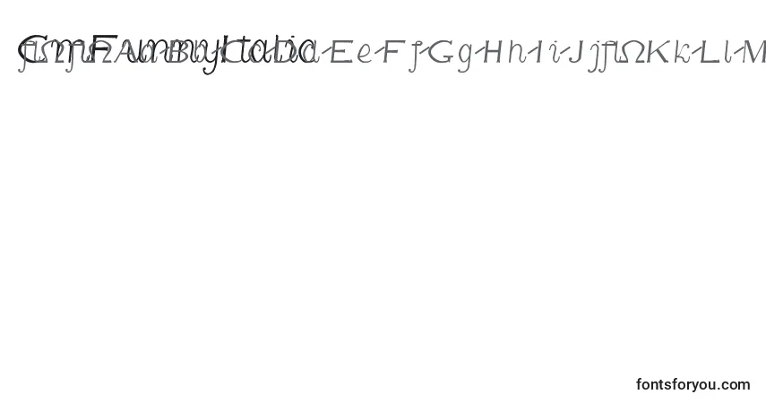 Schriftart CmFunnyItalic – Alphabet, Zahlen, spezielle Symbole