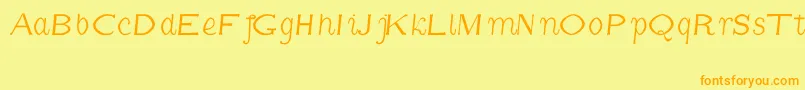 CmFunnyItalic-Schriftart – Orangefarbene Schriften auf gelbem Hintergrund