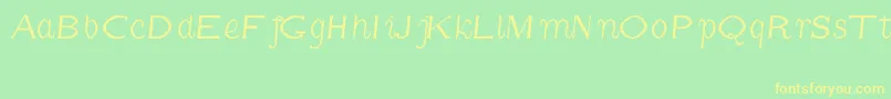 フォントCmFunnyItalic – 黄色の文字が緑の背景にあります