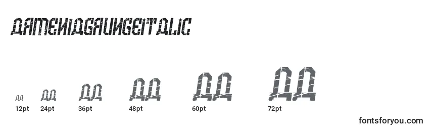 Размеры шрифта ArmeniaGrungeItalic