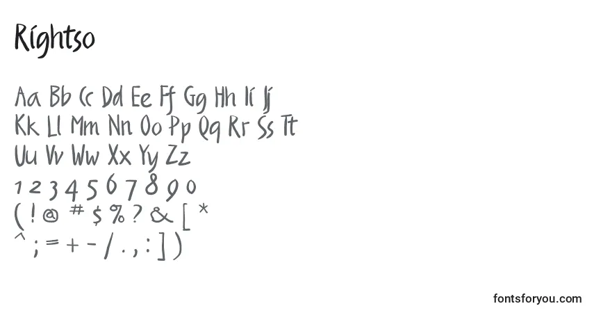 Czcionka Rightso – alfabet, cyfry, specjalne znaki