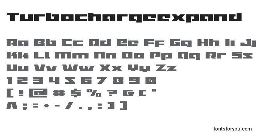 Fuente Turbochargeexpand - alfabeto, números, caracteres especiales