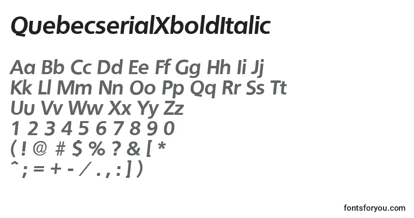 Czcionka QuebecserialXboldItalic – alfabet, cyfry, specjalne znaki