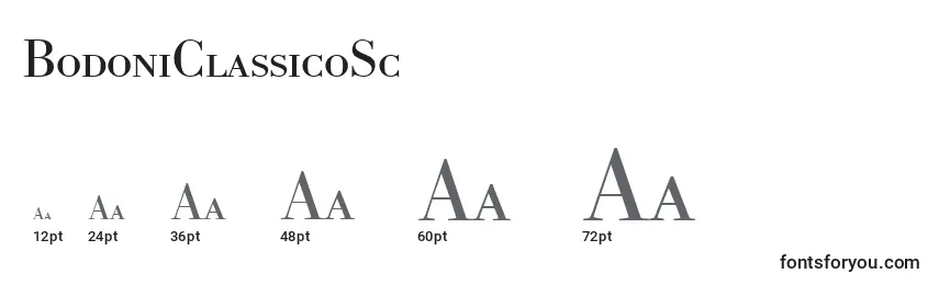 Größen der Schriftart BodoniClassicoSc